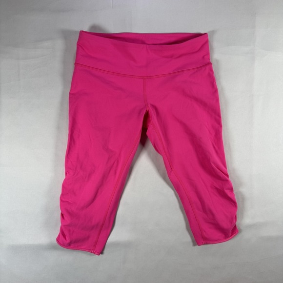 lululemon athletica Pants - Lululemon Leggings Womens 8 Pink Capri Crop Ruched Side Yoga Athletic Pants